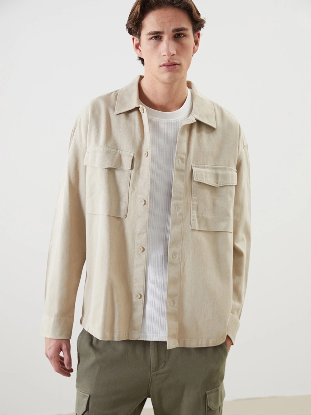Zara  Beige Shirt Jacket for Men